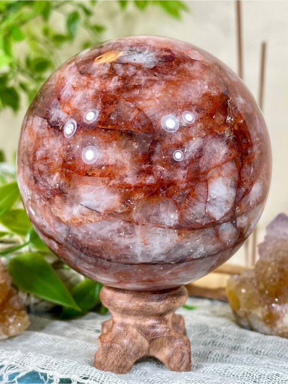 !!! NEW !!! 2722 Large Fire Quartz Crystal Sphere